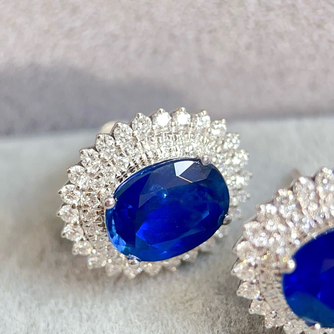 14k Gold 5.06 Ctw Natural Sapphire & Diamond Earrings - 2