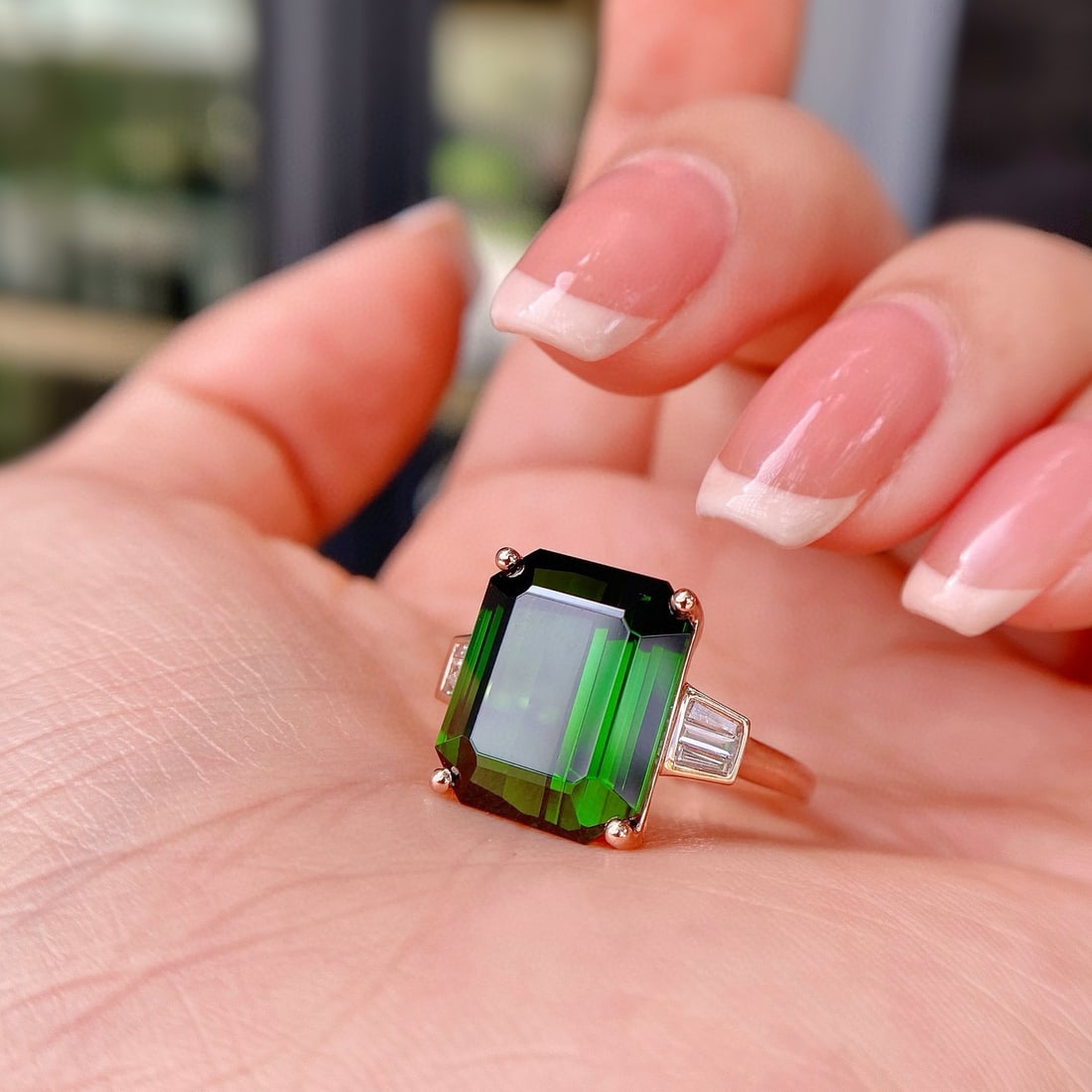 14k Gold 9.46 Ct Natural Tourmaline & Diamond Ring - 3