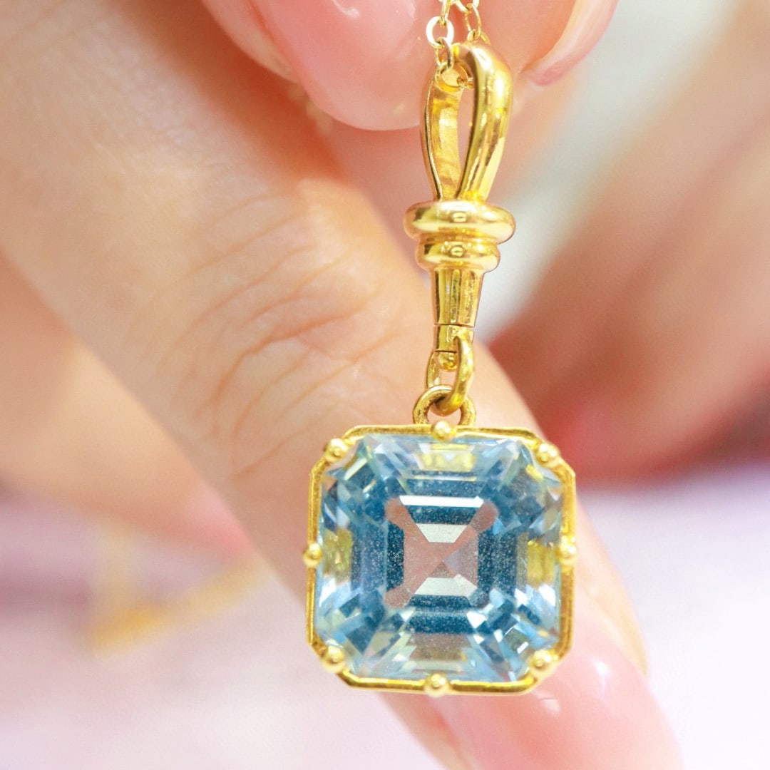 14k Gold 5.45 Ct Natural Aquamarine Pendant( Without Chain ) - 2