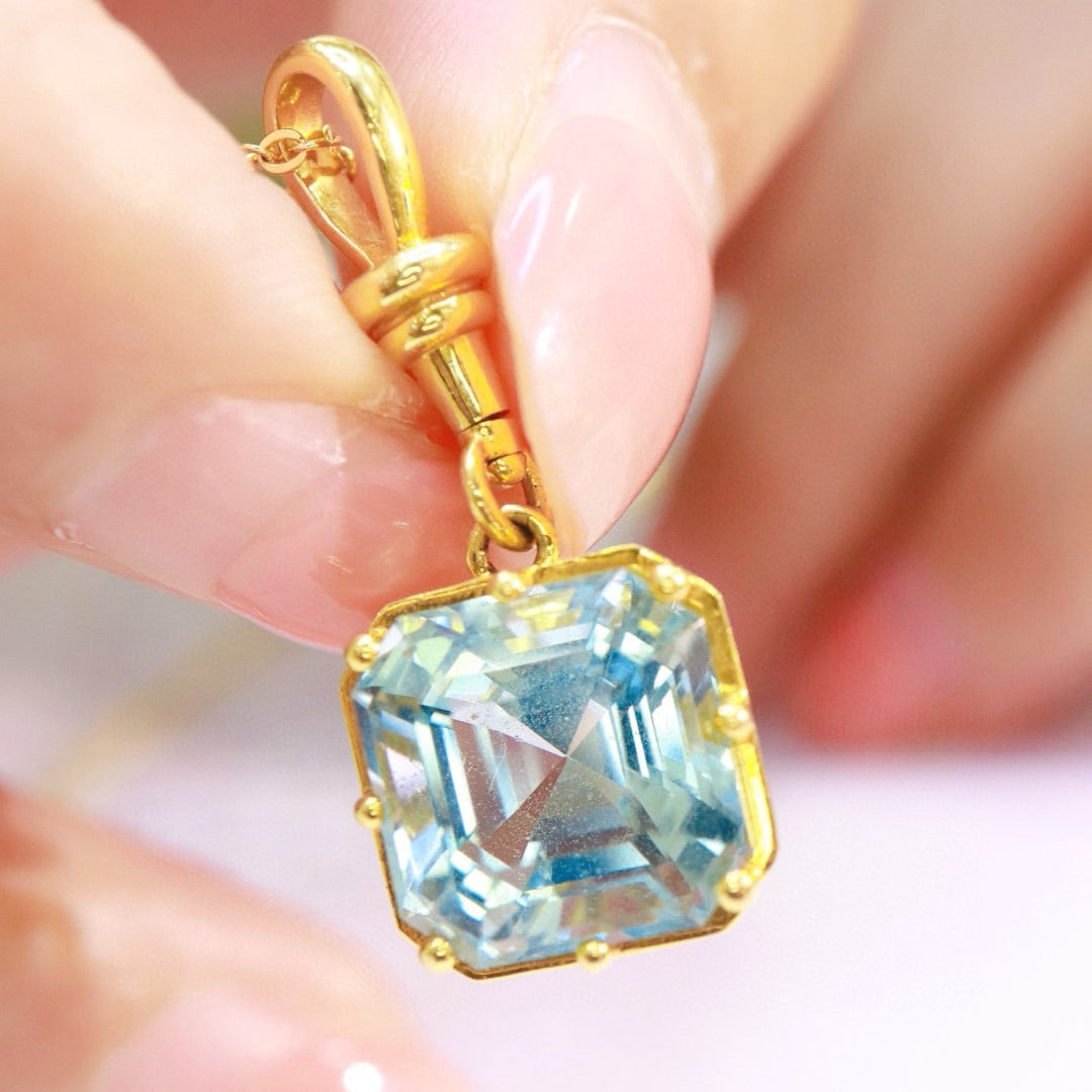 14k Gold 5.45 Ct Natural Aquamarine Pendant( Without Chain ) - 5