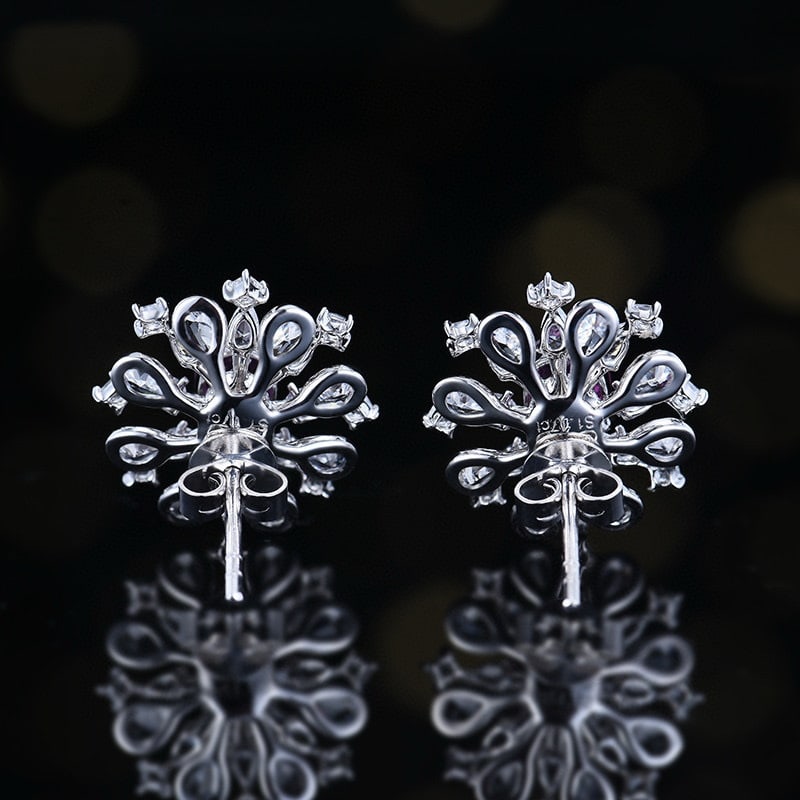 14k Gold 1.17 Ct Natural Padparadscha Sapphire & Sapphire Earrings - 4