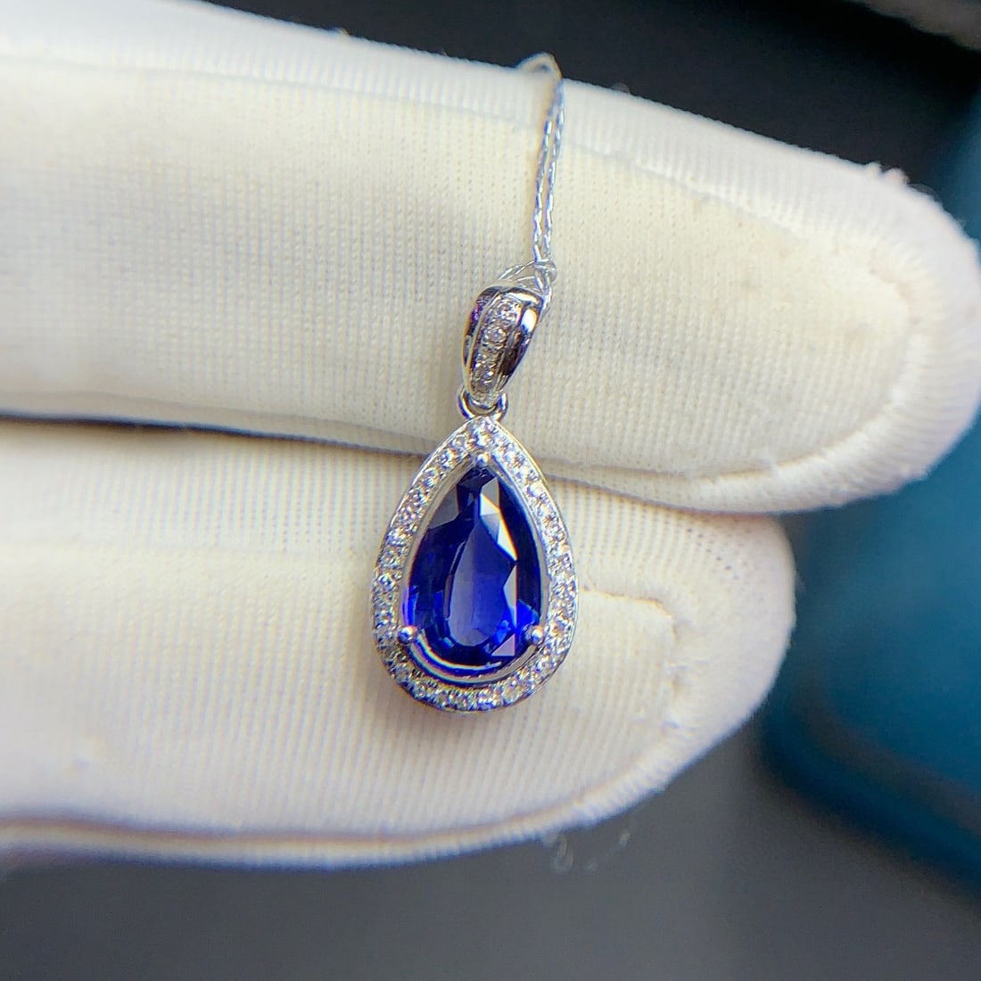 14k Gold 1.05 Ct Natural Sapphire & Diamond Pendant( Without Chain ) - 4