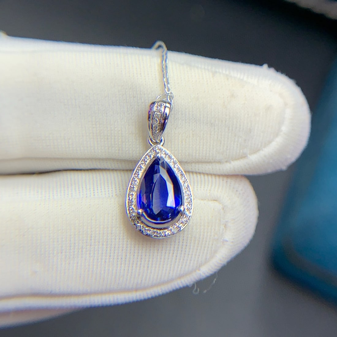 14k Gold 1.05 Ct Natural Sapphire & Diamond Pendant( Without Chain ) - 5