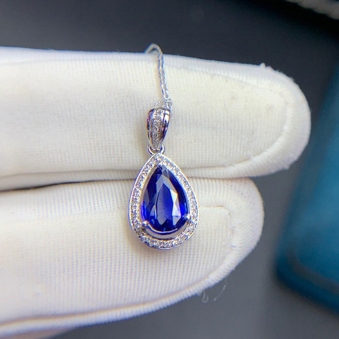 14k Gold 1.05 Ct Natural Sapphire & Diamond Pendant( Without Chain ) - 6