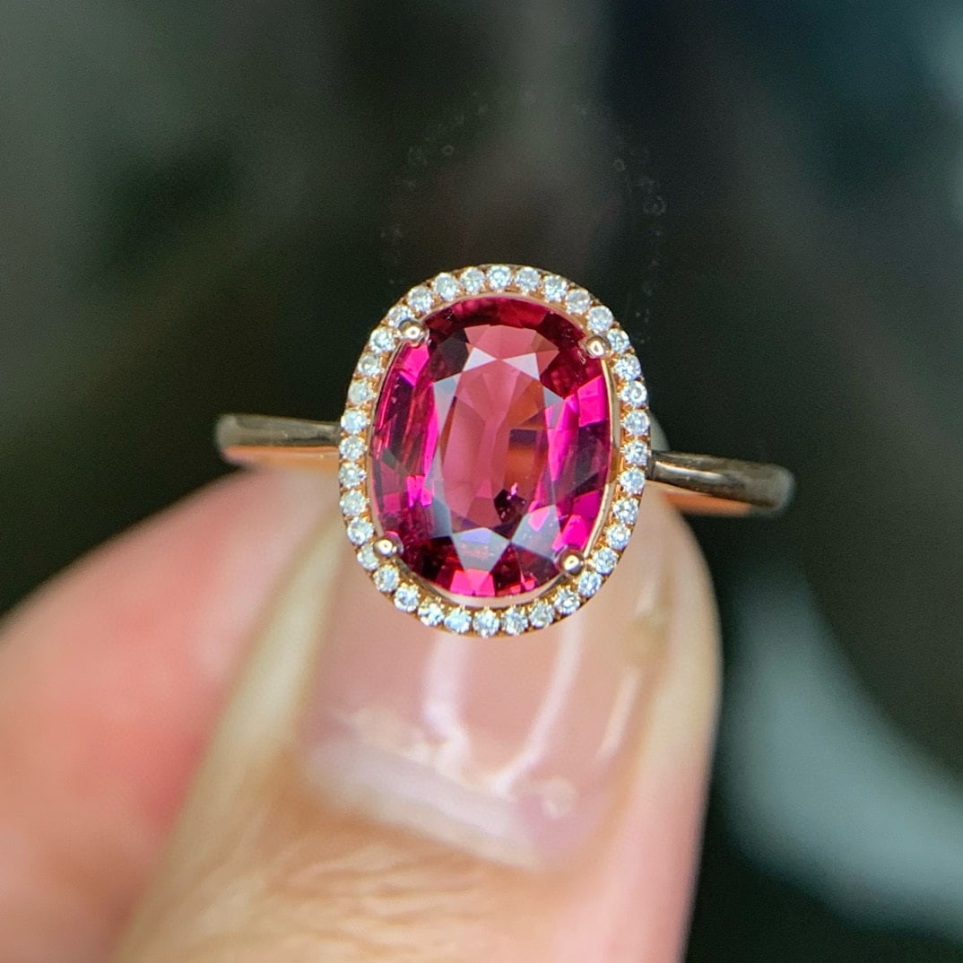 14k Gold 1.4 Ct Natural Tourmaline & Diamond Ring - 2