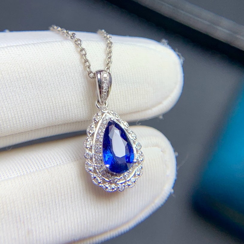 14k Gold 1.0 Ct Natural Sapphire & Diamond Pendant( Without Chain ) - 2