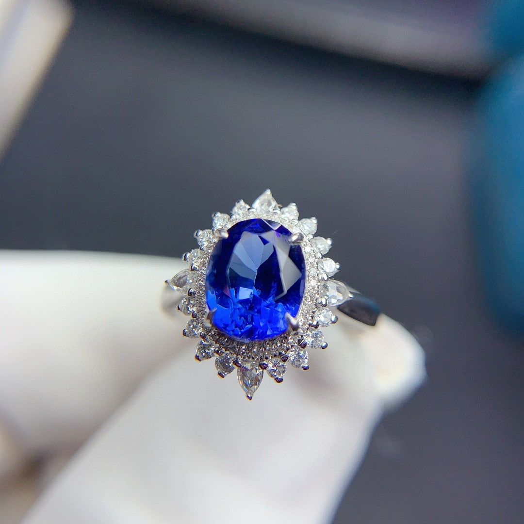 14k Gold 2.42 Ct Natural Tanzanite & Diamond Ring - 2