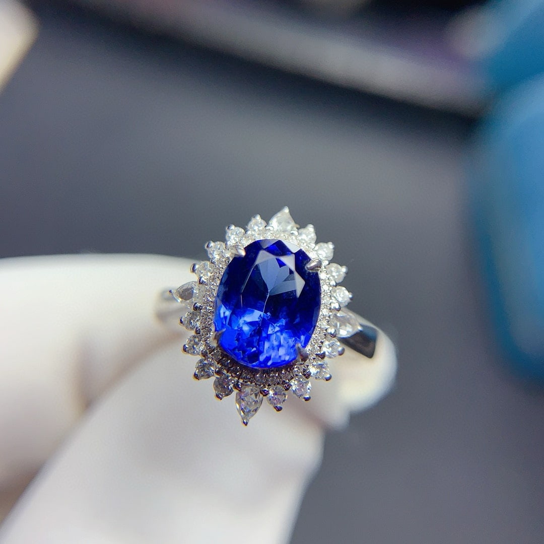 14k Gold 2.42 Ct Natural Tanzanite & Diamond Ring - 5