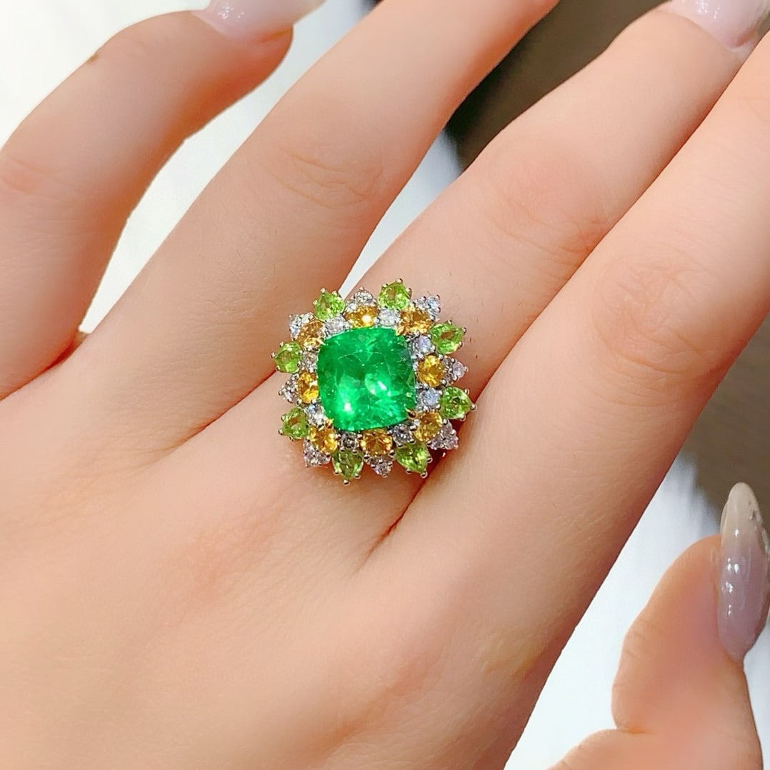 14k Gold 4.55 Ctw Natural Emerald & Diamond Ring - 3