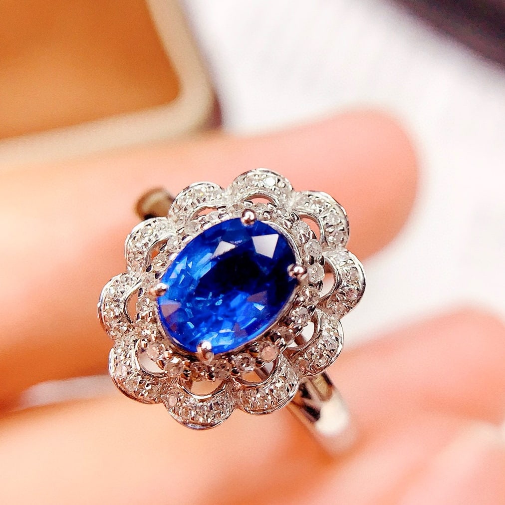 14k Gold 1.4 Ct Natural Sapphire & Diamond Ring - 2