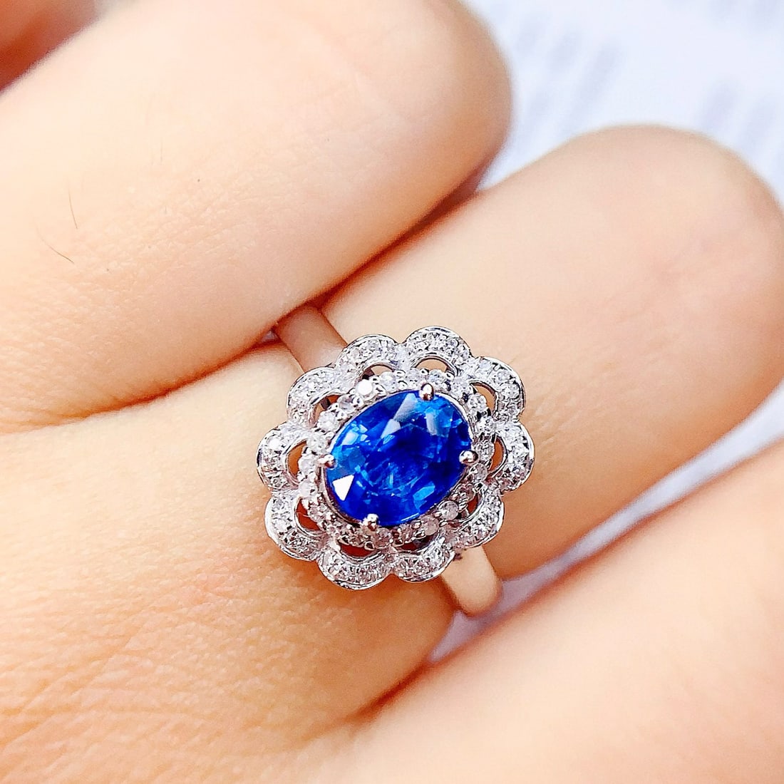 14k Gold 1.4 Ct Natural Sapphire & Diamond Ring - 5