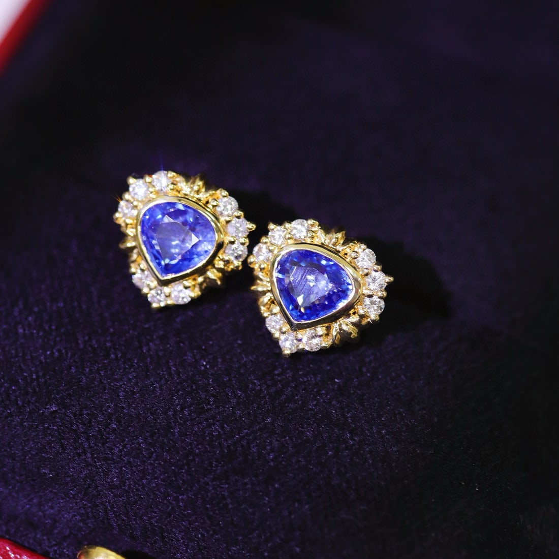 14k Gold 2.25 Ctw Natural Sapphire & Diamond Earrings - 2
