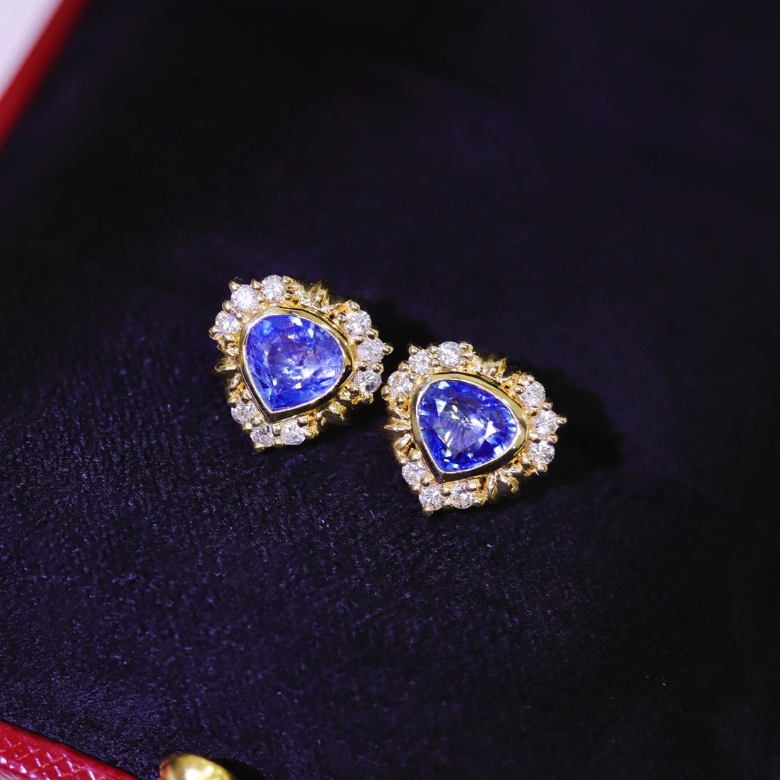 14k Gold 2.25 Ctw Natural Sapphire & Diamond Earrings - 3
