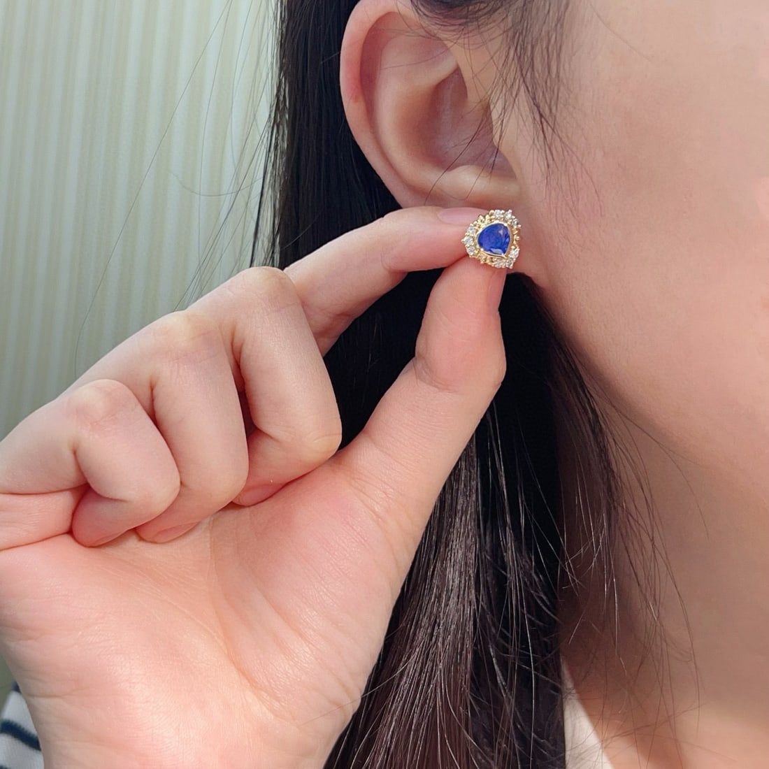 14k Gold 2.25 Ctw Natural Sapphire & Diamond Earrings - 4