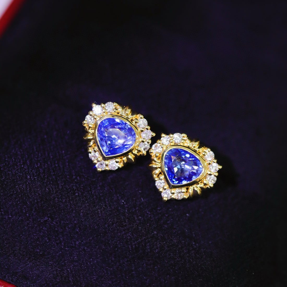 14k Gold 2.25 Ctw Natural Sapphire & Diamond Earrings - 5