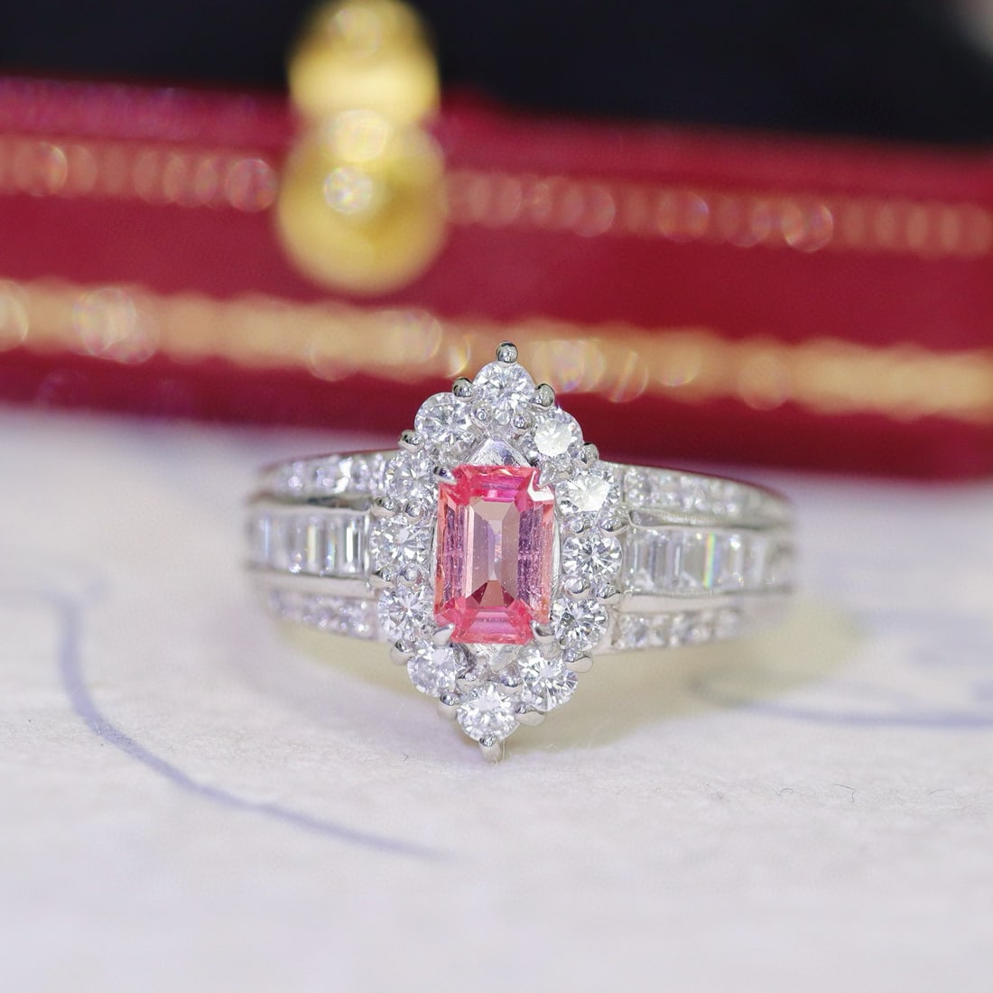 14k Gold 1.71 Ctw Natural Padparadscha Sapphire & Diamond Ring - 5