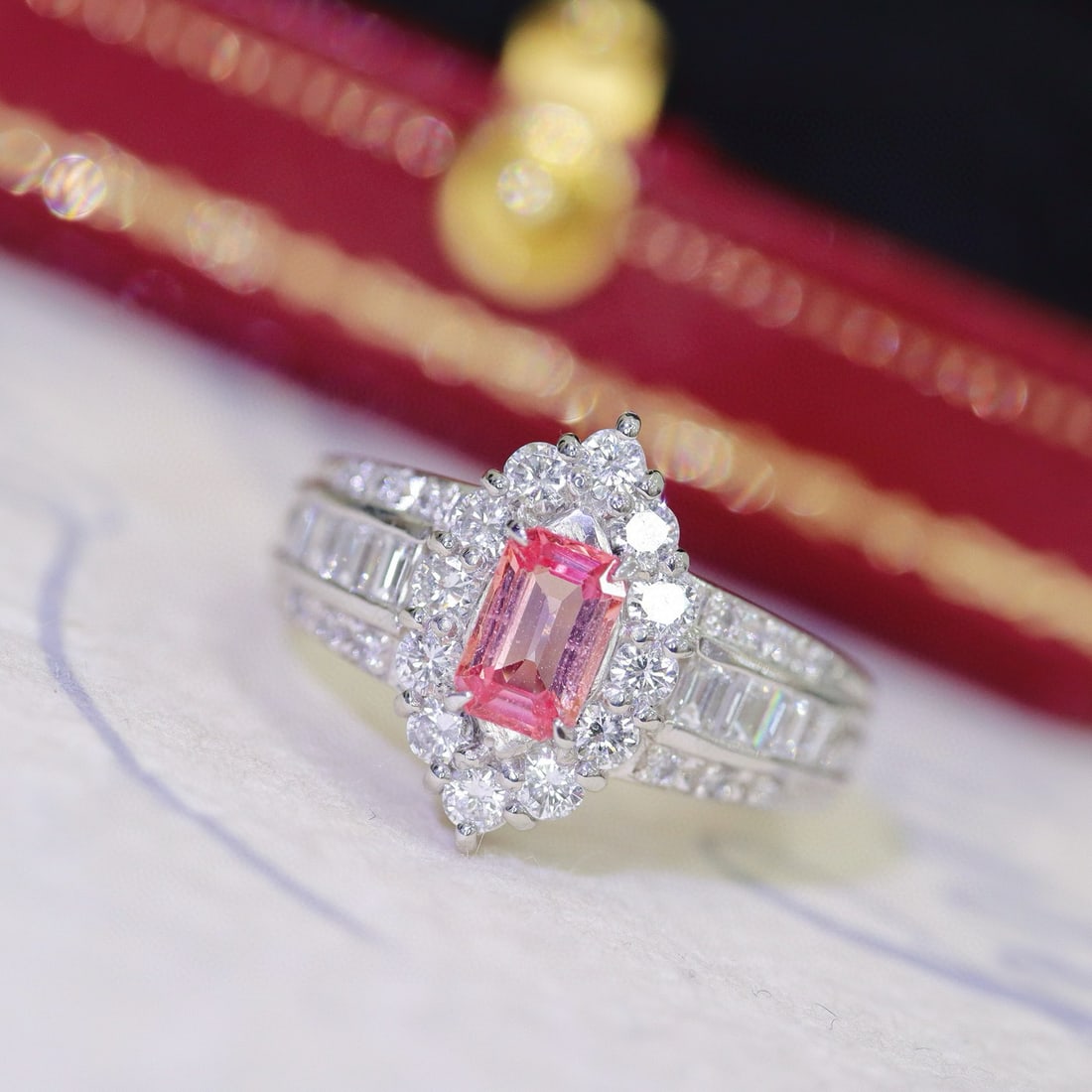 14k Gold 1.71 Ctw Natural Padparadscha Sapphire & Diamond Ring - 6