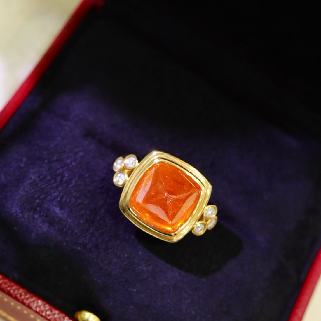 14k Gold 9.26 Ctw Natural Spessartine & Diamond Ring - 3