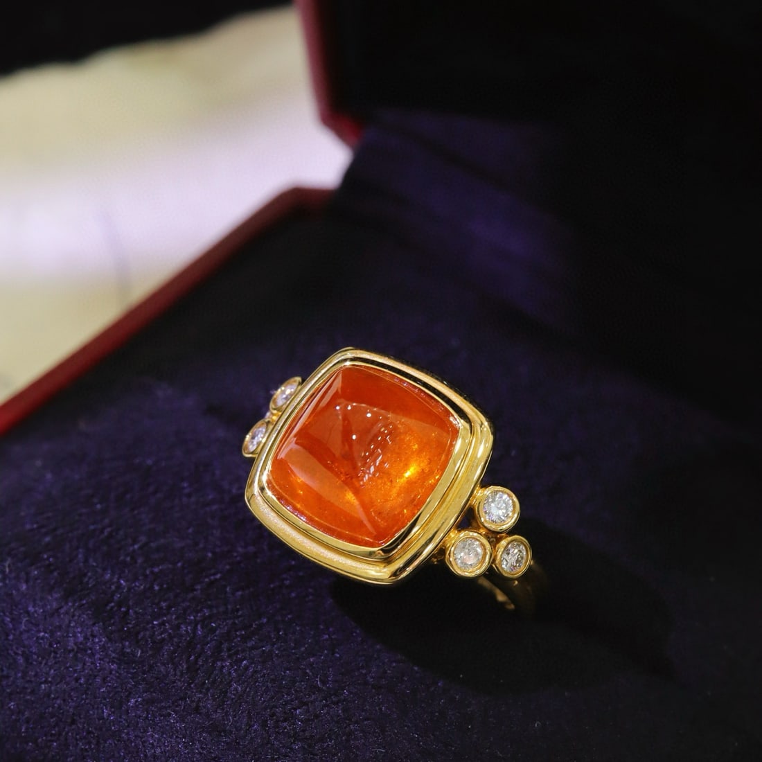 14k Gold 9.26 Ctw Natural Spessartine & Diamond Ring - 4