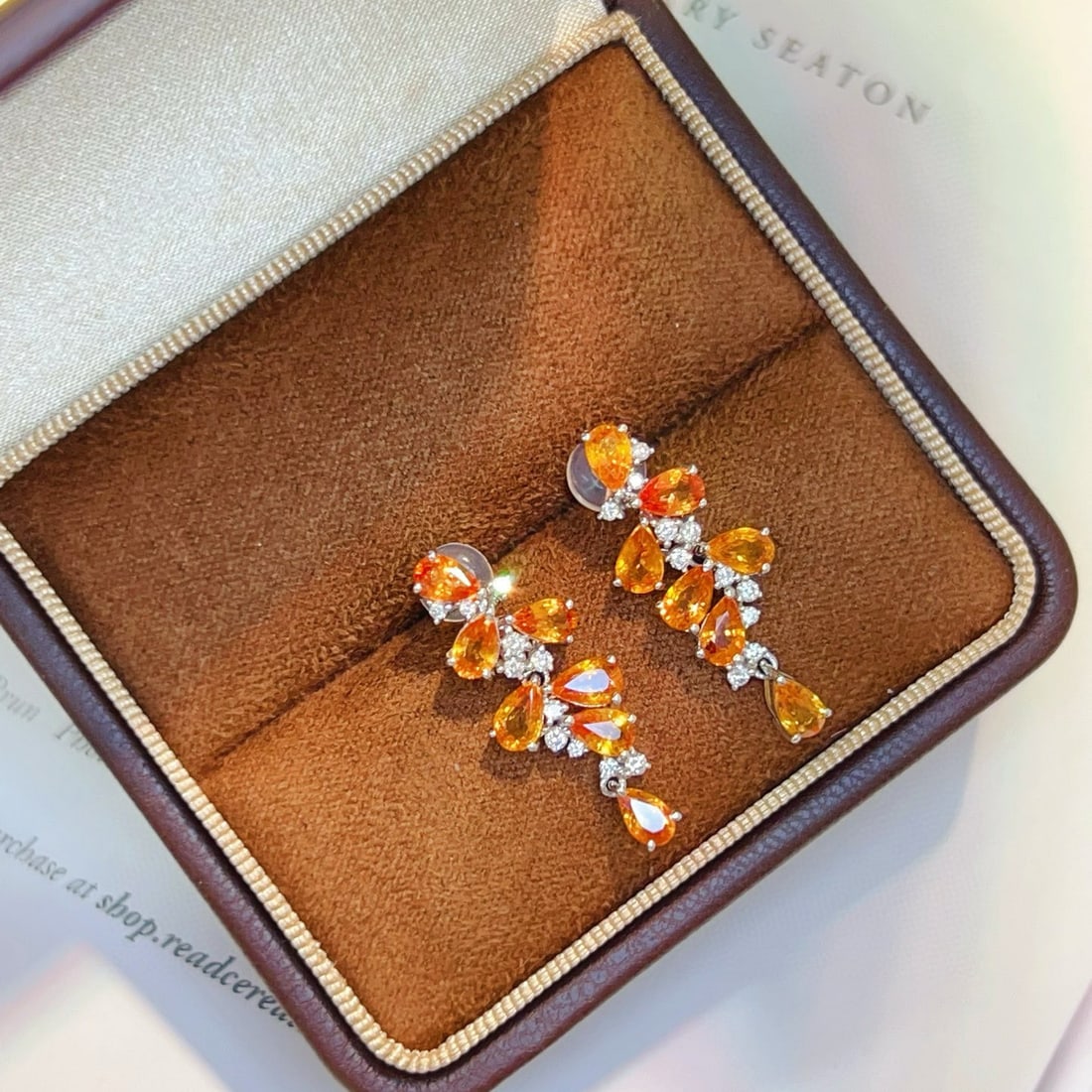 14k Gold 4.5 Ct Natural Sapphire & Diamond Earrings - 7