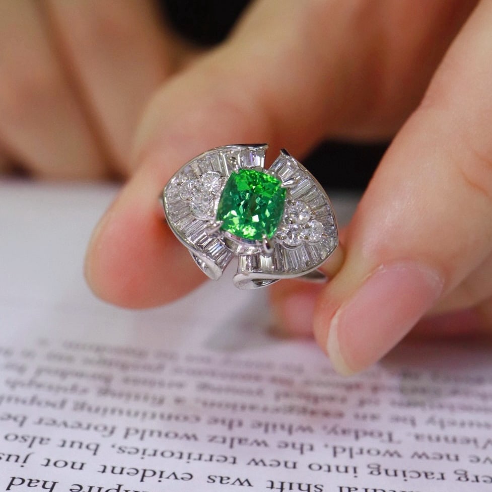 14k Gold 1.74 Ctw Natural Tourmaline & Diamond Ring - 2