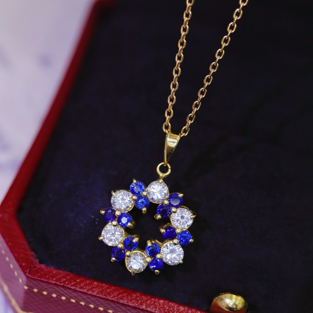 14k Gold 1.31 Ctw Natural Sapphire & Diamond Pendant( Without Chain ) - 6