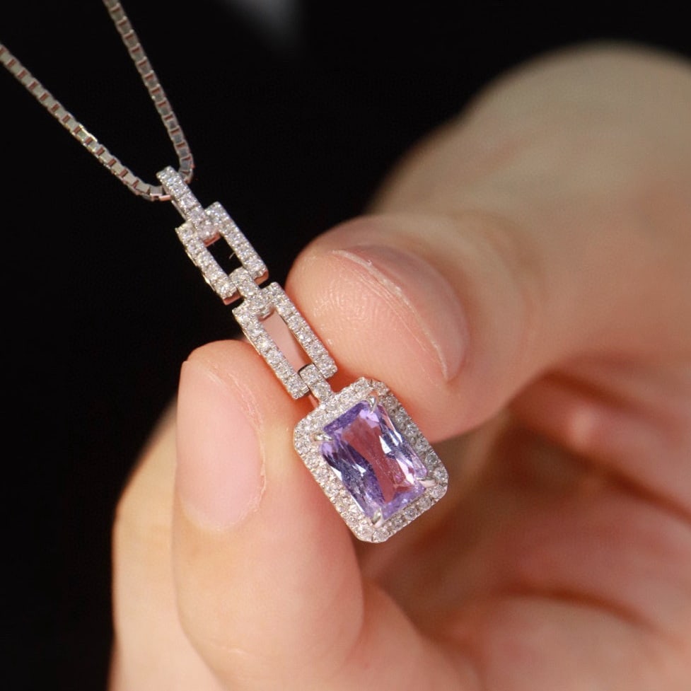 14k Gold 1.82 Ctw Natural Sapphire & Diamond Pendant( Without Chain ) - 3