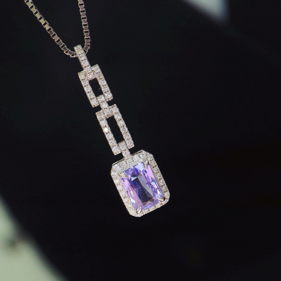 14k Gold 1.82 Ctw Natural Sapphire & Diamond Pendant( Without Chain ) - 4