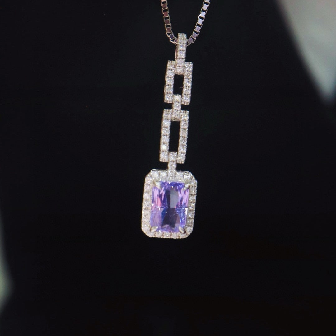 14k Gold 1.82 Ctw Natural Sapphire & Diamond Pendant( Without Chain ) - 5