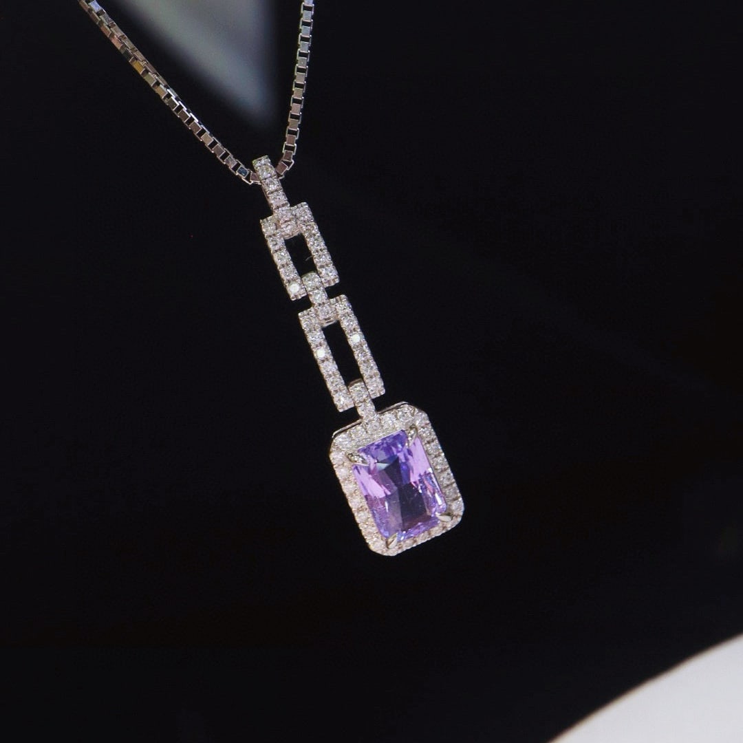 14k Gold 1.82 Ctw Natural Sapphire & Diamond Pendant( Without Chain ) - 6