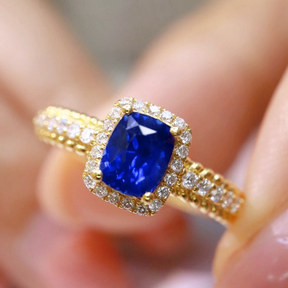 14k Gold 1.27 Ctw Natural Sapphire & Diamond Ring - 3