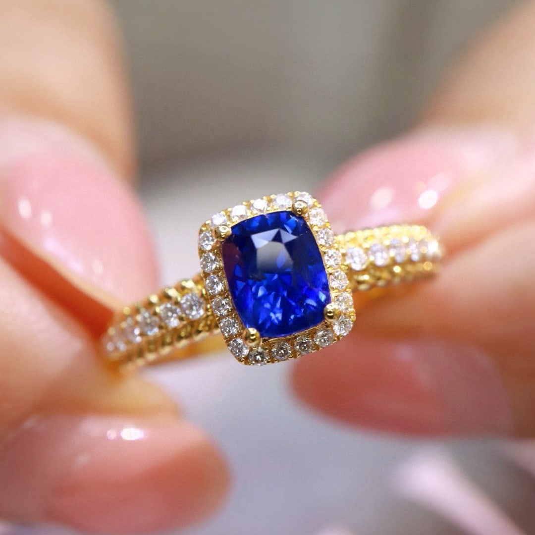 14k Gold 1.27 Ctw Natural Sapphire & Diamond Ring - 4