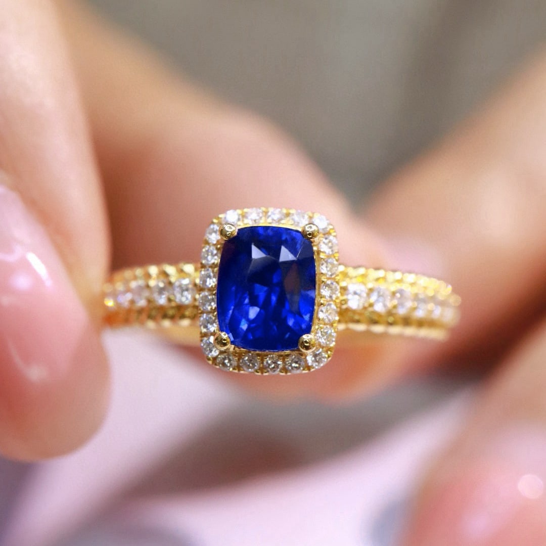 14k Gold 1.27 Ctw Natural Sapphire & Diamond Ring - 5