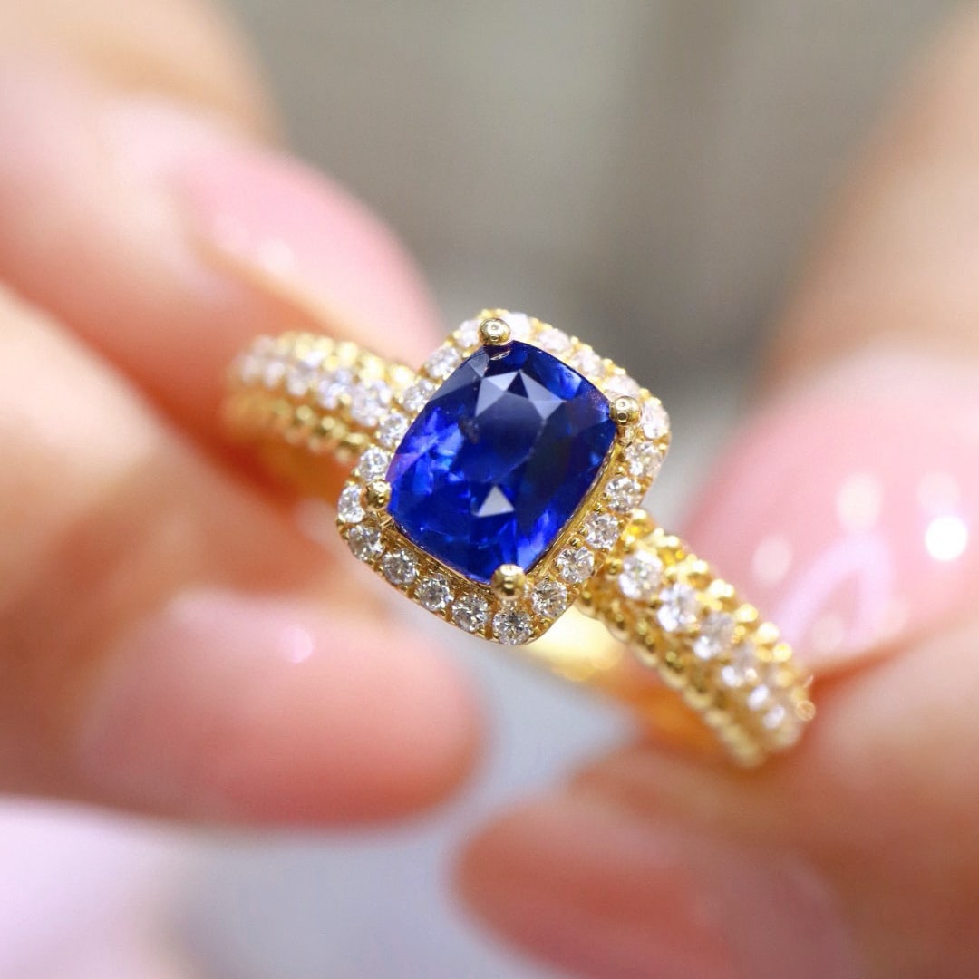 14k Gold 1.27 Ctw Natural Sapphire & Diamond Ring - 6