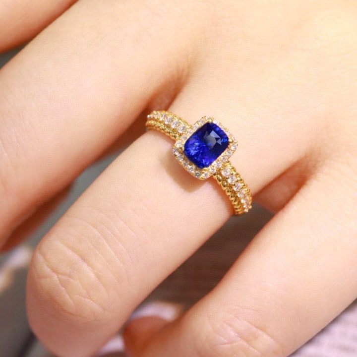14k Gold 1.27 Ctw Natural Sapphire & Diamond Ring - 7