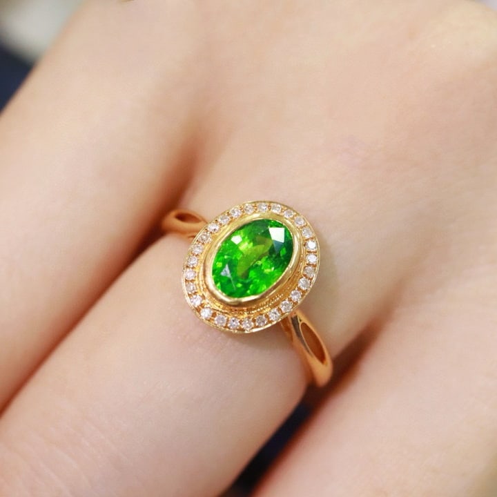 14k Gold 1.28 Ctw Natural Tsavorite & Diamond Ring - 5