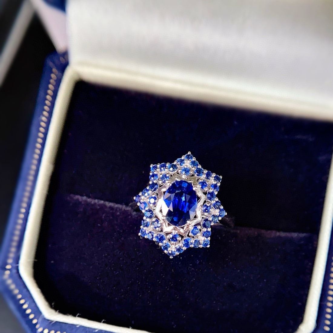 14k Gold 1.70 Ctw Natural Sapphire & Sapphire Ring - 2