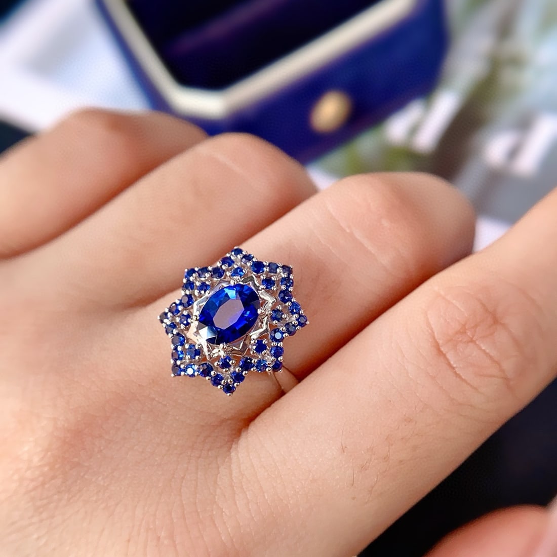 14k Gold 1.70 Ctw Natural Sapphire & Sapphire Ring - 3