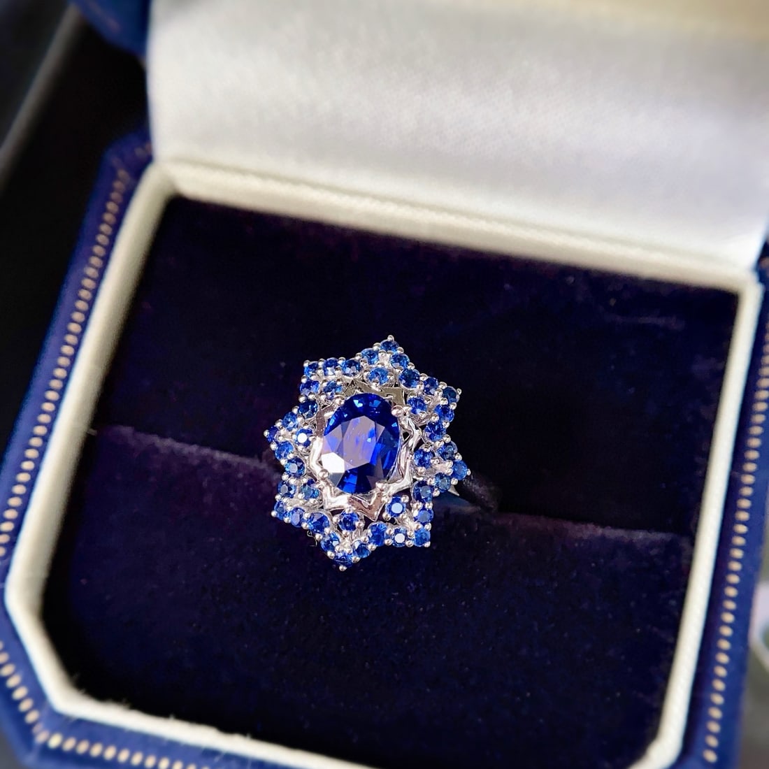 14k Gold 1.70 Ctw Natural Sapphire & Sapphire Ring - 5