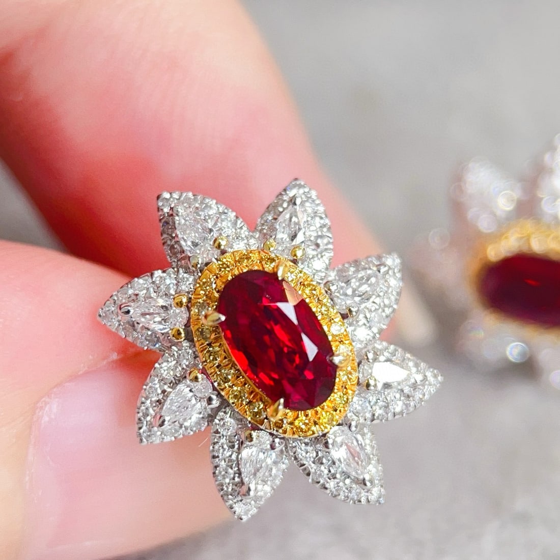 14k Gold 1.93 Ctw Natural Ruby & Diamond Earrings - 2