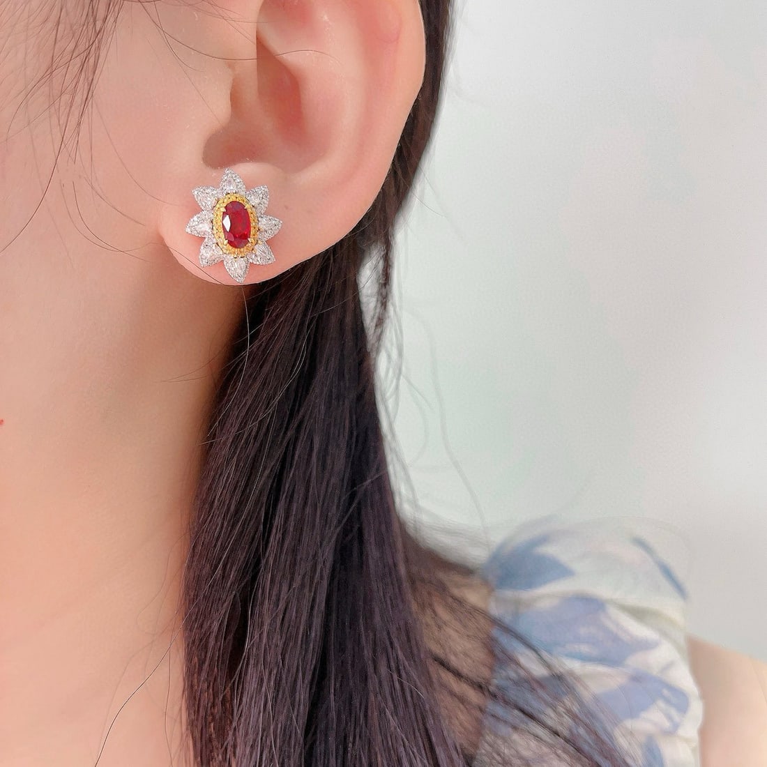 14k Gold 1.93 Ctw Natural Ruby & Diamond Earrings - 3