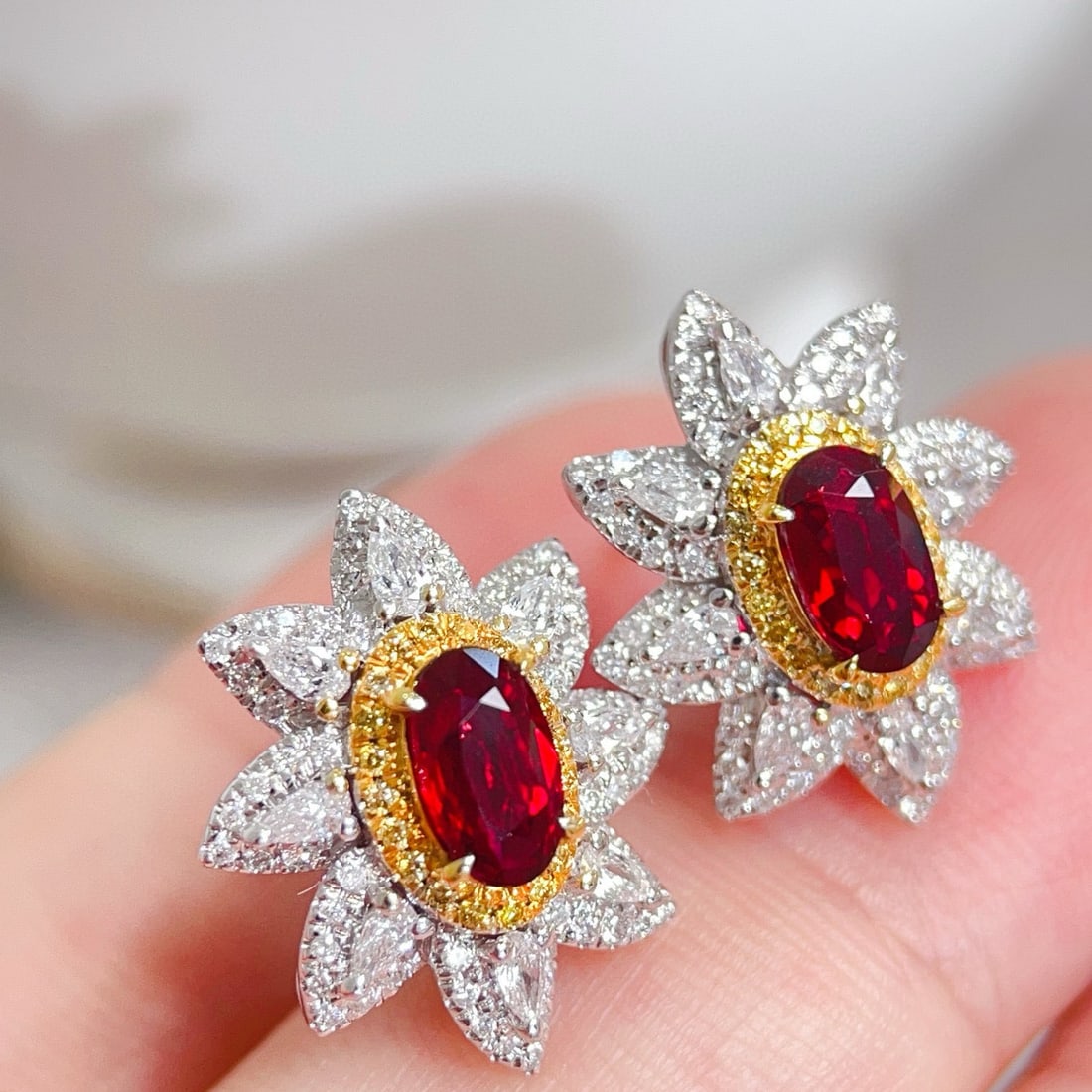 14k Gold 1.93 Ctw Natural Ruby & Diamond Earrings - 5