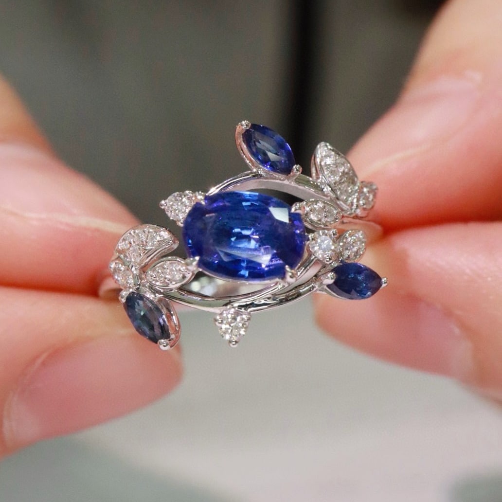 14k Gold 1.18 Ctw Natural Sapphire & Diamond Ring - 2