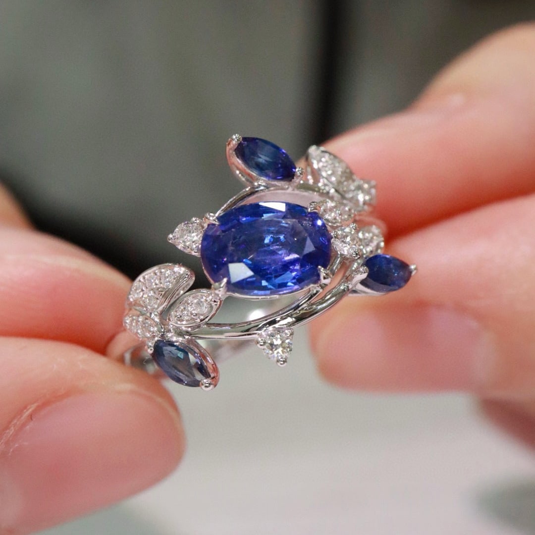 14k Gold 1.18 Ctw Natural Sapphire & Diamond Ring - 3