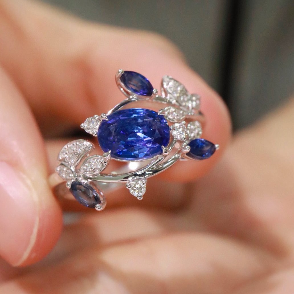 14k Gold 1.18 Ctw Natural Sapphire & Diamond Ring - 5