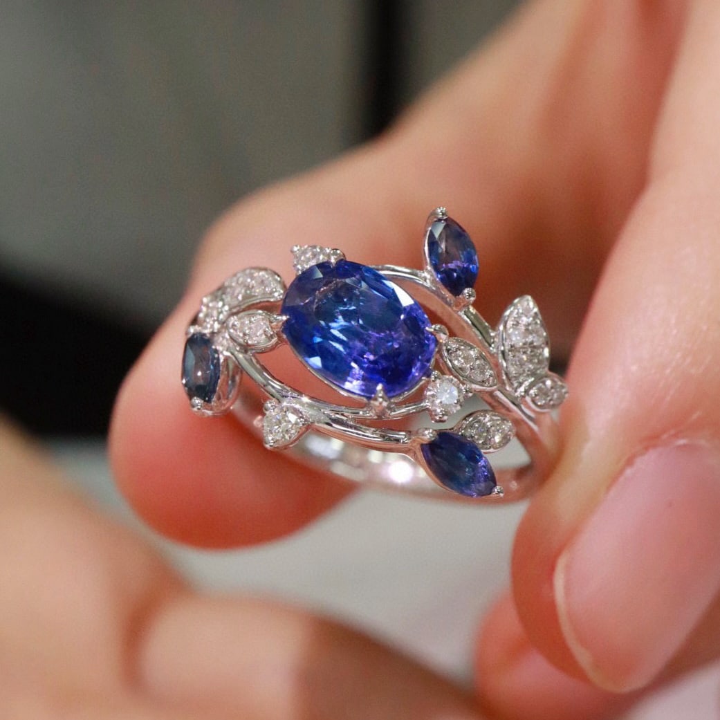 14k Gold 1.18 Ctw Natural Sapphire & Diamond Ring - 6