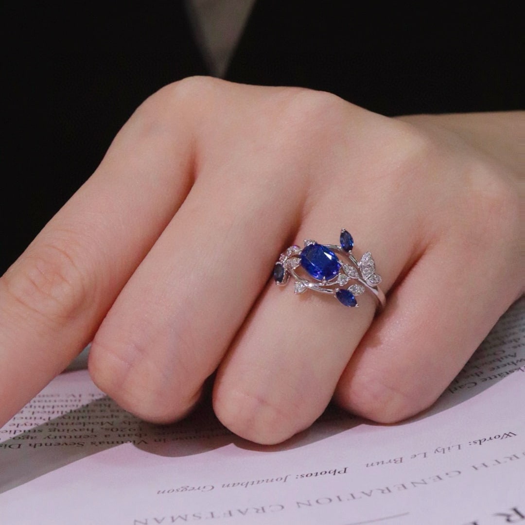 14k Gold 1.18 Ctw Natural Sapphire & Diamond Ring - 7