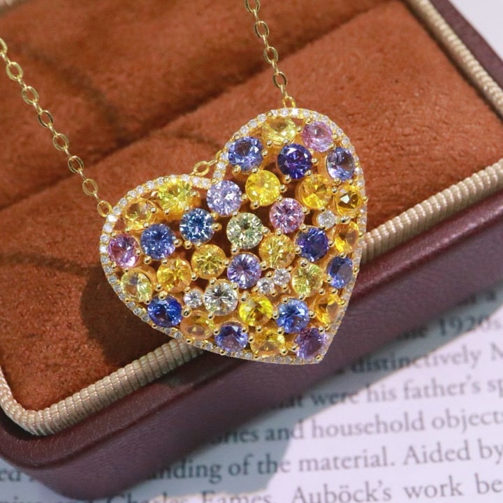 14k Gold 4.9 Ctw Natural Sapphire & Diamond Pendant( Without Chain ) - 3