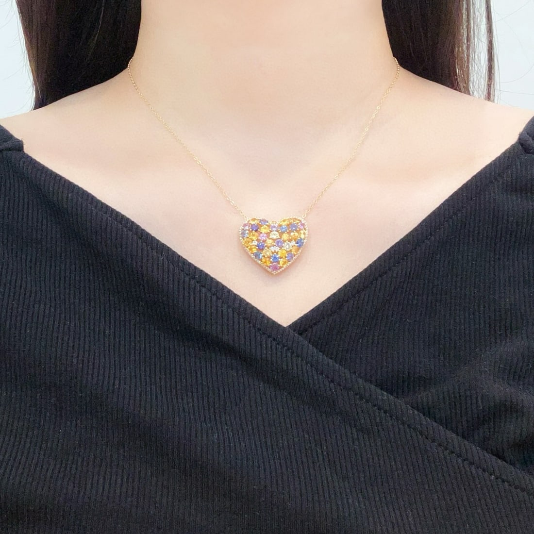 14k Gold 4.9 Ctw Natural Sapphire & Diamond Pendant( Without Chain ) - 4