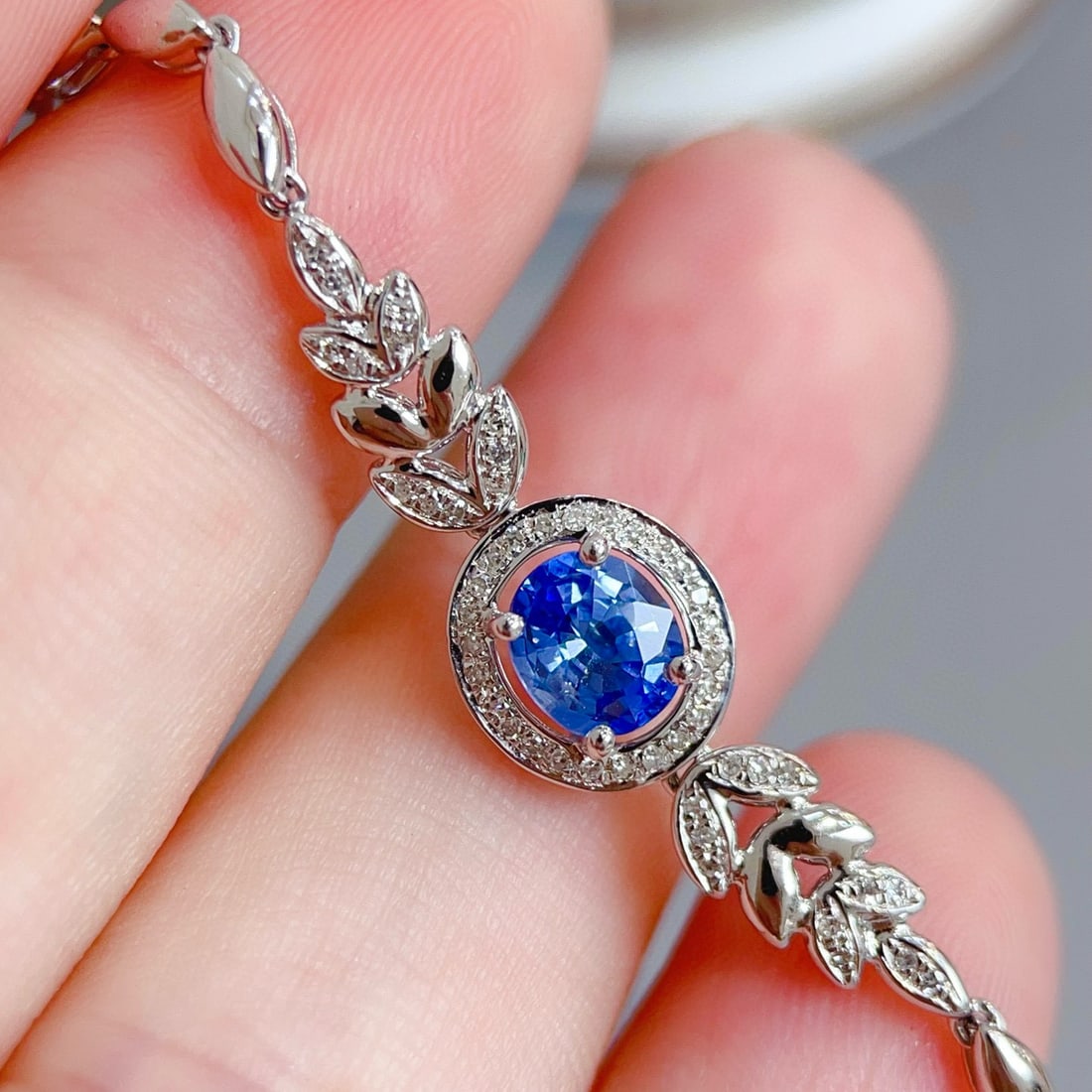 14k Gold 0.9 Ct Natural Sapphire & Diamond Bracelet - 3